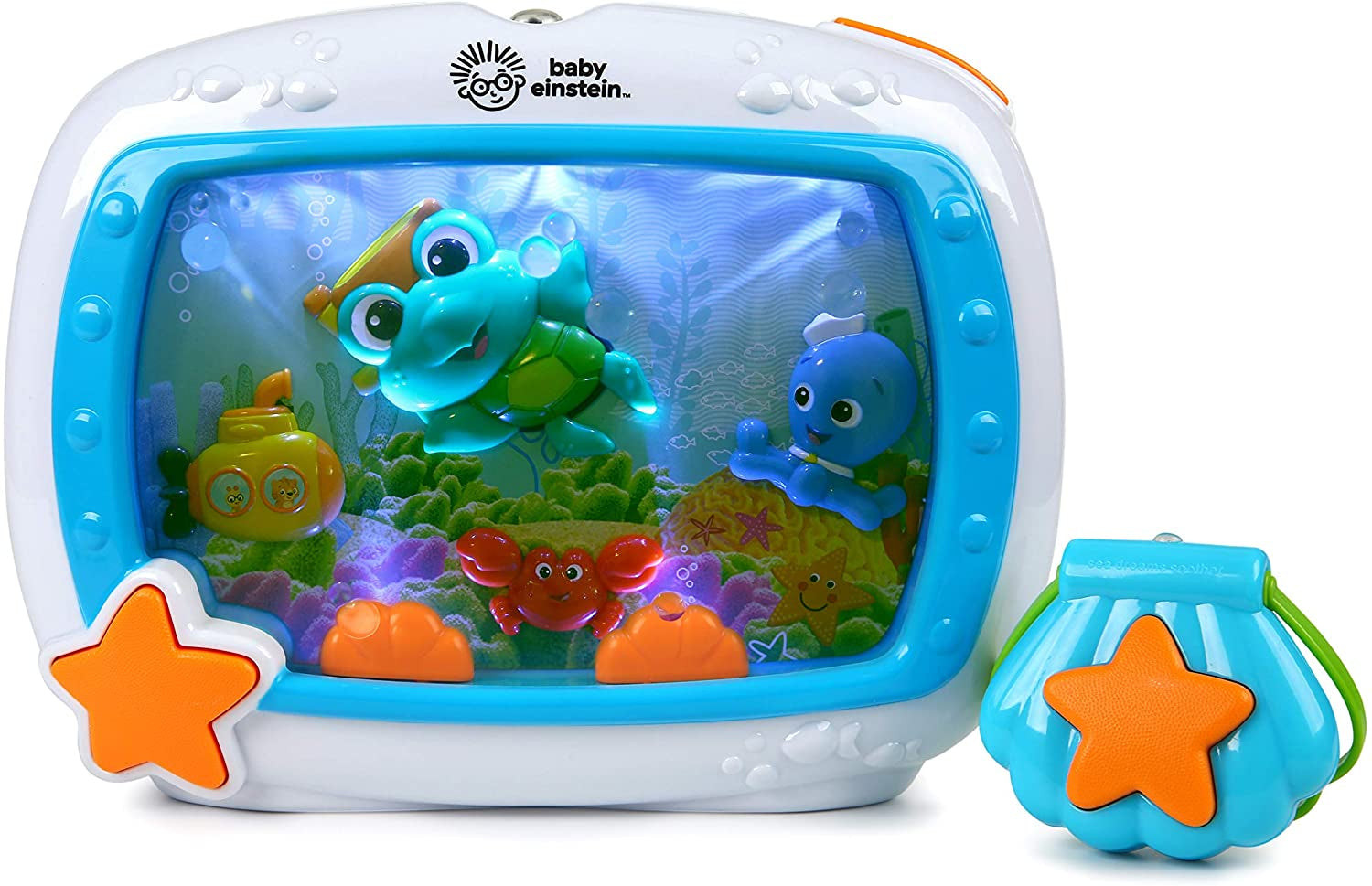 Baby Einstein, Sea Dreams Soother Cot Toy with Remote, Lights and Melodies, Newborns and up Multi