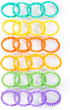 Bright Starts, Lots of Links Rings Toys, Soothing & Teething Toy, Clip on Pram, Pushchair or Car Seat, Textured Sensory Toy, Stroller Take Along Toy, BPA-Free, 24 Pcs, Ages 0 Months +