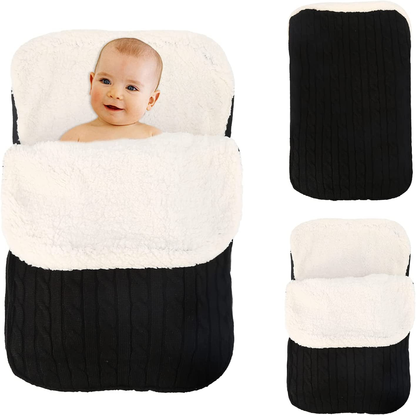 Baby Swaddle Blanket Stroller Wrap Fleece Blanket Sleeping Bag Plus Velvet