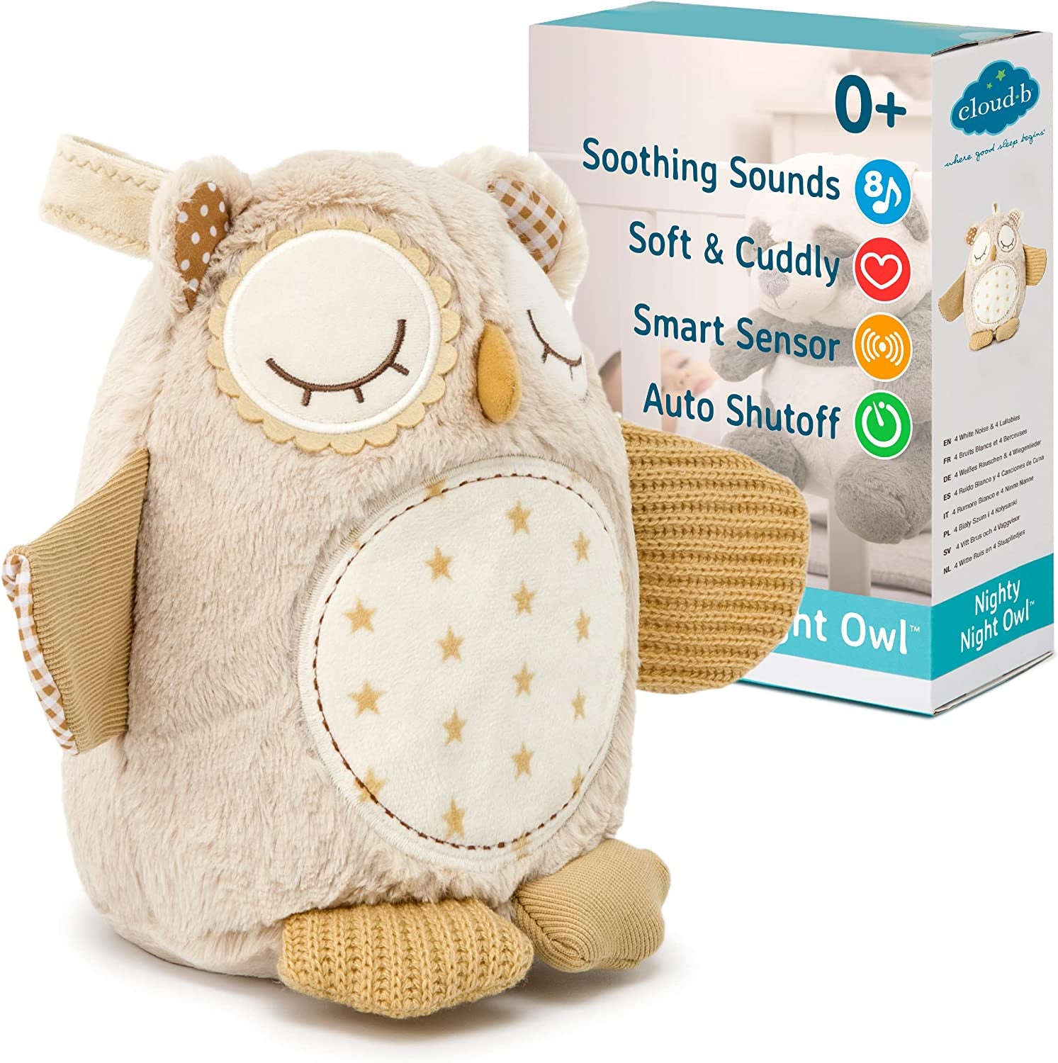Cloud b Soothing Sound Machine | Cuddly Stuffed Animal | 4 White Noise and 4 Lullabies | Auto-Shutoff | Sleep Sheep