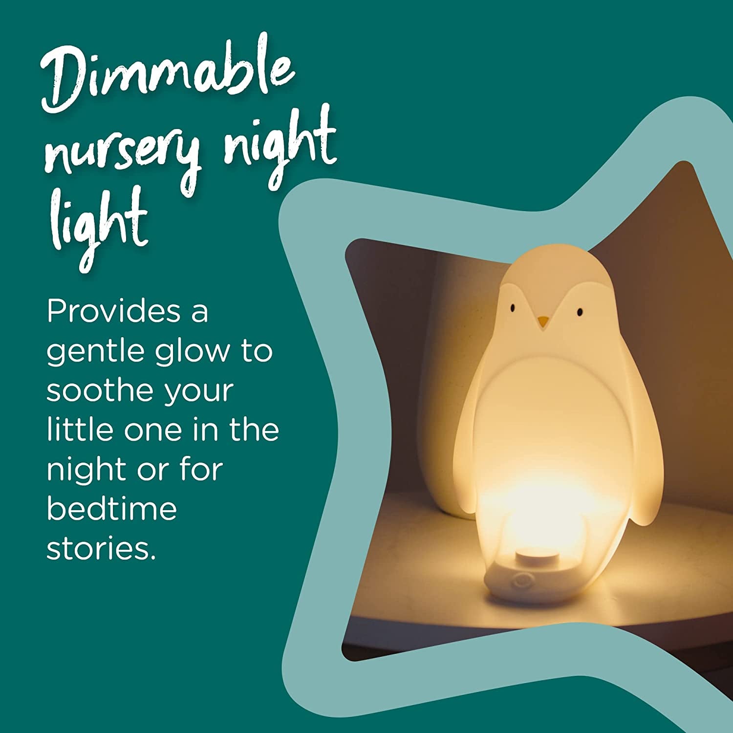 Tommee Tippee 2-in-1 Portable Penguin Nursery Night light with Portable Egg Light, Adjustable Brightness, USB-Powered