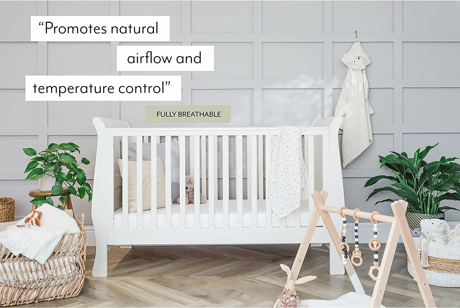 Mother Nurture Essential Eco Fibre Cot Mattress, White, 120 x 60 x 10cm