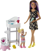 Barbie Babysitting Playset with Skipper Doll, Baby Doll, Bouncy Stroller and Themed Accessories for 3 to 7 Year Olds, FJB00 - Amazon Exclusive