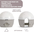 Chicco Next2Stars Baby Night Light with Plush Toy - Star Light Projector for Cots and Cribs, with Sound Sensor, 3 Light Effects and Music - 0+ Months, Beige
