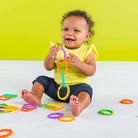 Bright Starts, Lots of Links Rings Toys, Soothing & Teething Toy, Clip on Pram, Pushchair or Car Seat, Textured Sensory Toy, Stroller Take Along Toy, BPA-Free, 24 Pcs, Ages 0 Months +