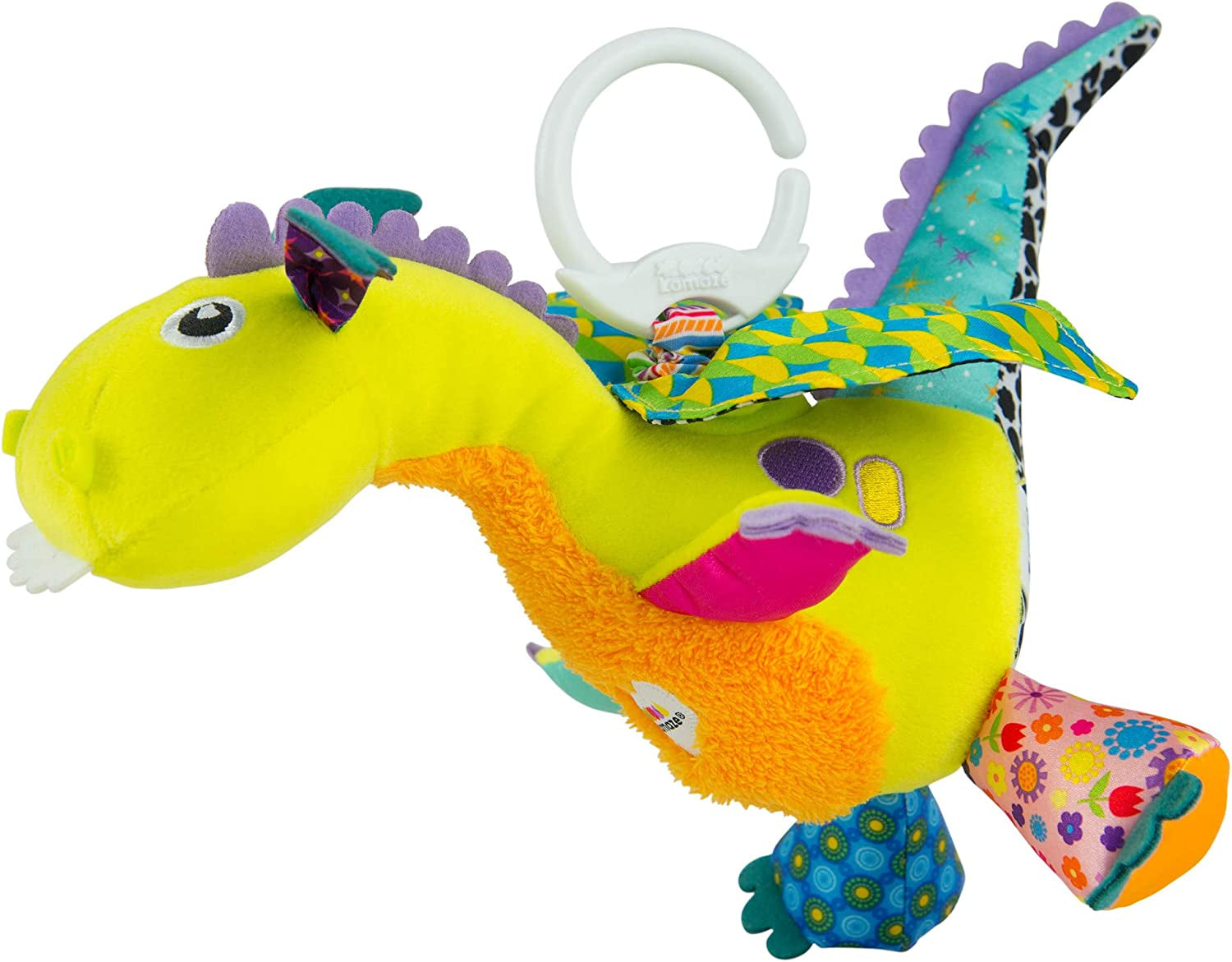 LAMAZE Flip Flap Dragon, Clip on Pram and Pushchair Newborn Baby Toy, Sensory Toy for Babies Boys and Girls from 0 to 6 Months