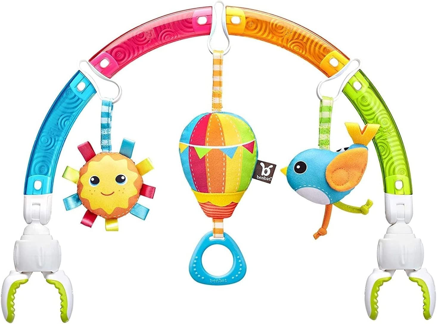 Baby Stroller Arch Toy. Benbat Rainbow Dazzle Friends Play Bar. Fun Newborns Sensory Activity, Adjustable for Bouncers and Car Seat.