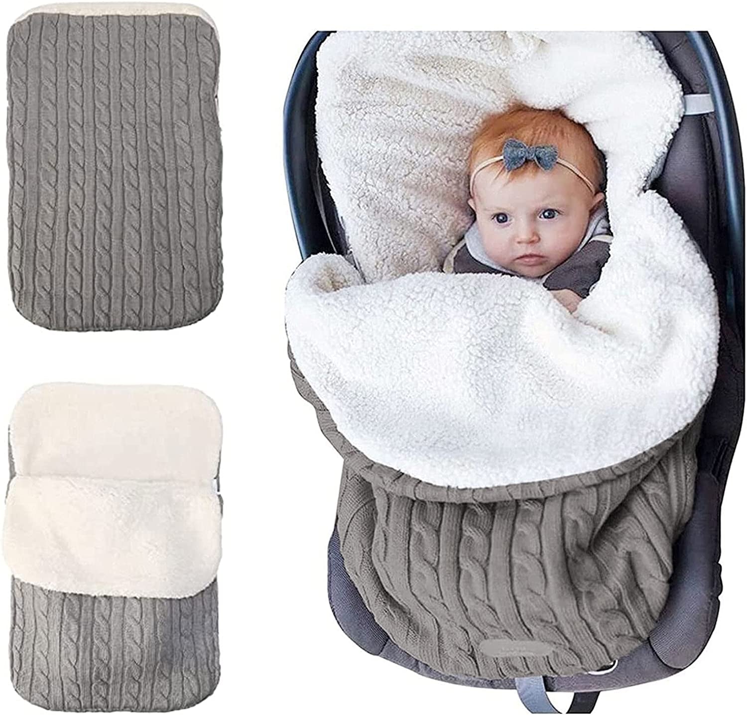 Baby Swaddle Blanket Stroller Wrap Fleece Blanket Sleeping Bag Plus Velvet