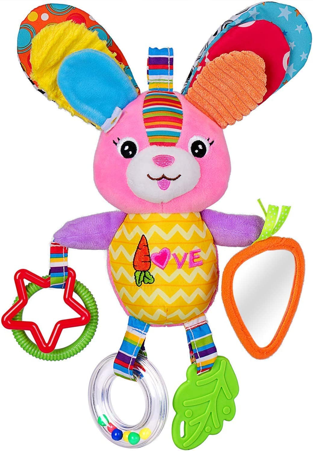 Dreamsdox Cute Animal Soft Baby Rattles Teether Toys, Baby Crib Cot Pram Hanging Rattles Stroller Car Seat Toy (Rabbit)