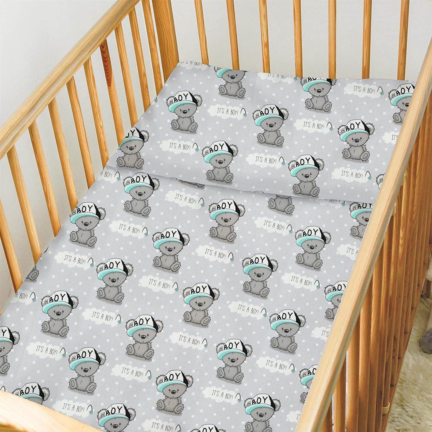 2 Piece Baby Kids Bedding Set 120x90cm Duvet Cover & Pillowcase for Toddler Cot (Mika Beige)