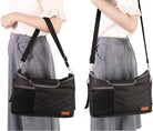 PREMYO Buggy Organiser Pram Bag Stroller - Cup Holder Universal Fit Spacious - with Changing Mat Shoulder Strap Black