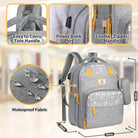 ComfyDegree Baby Changing Bag Backpack Waterproof Multi-Function Large Capacity Diaper Bag Rucksack with USB Port, Stroller Straps & 2X Insulated Bottle Warmer Pockets for Mom and Dad (Gray)