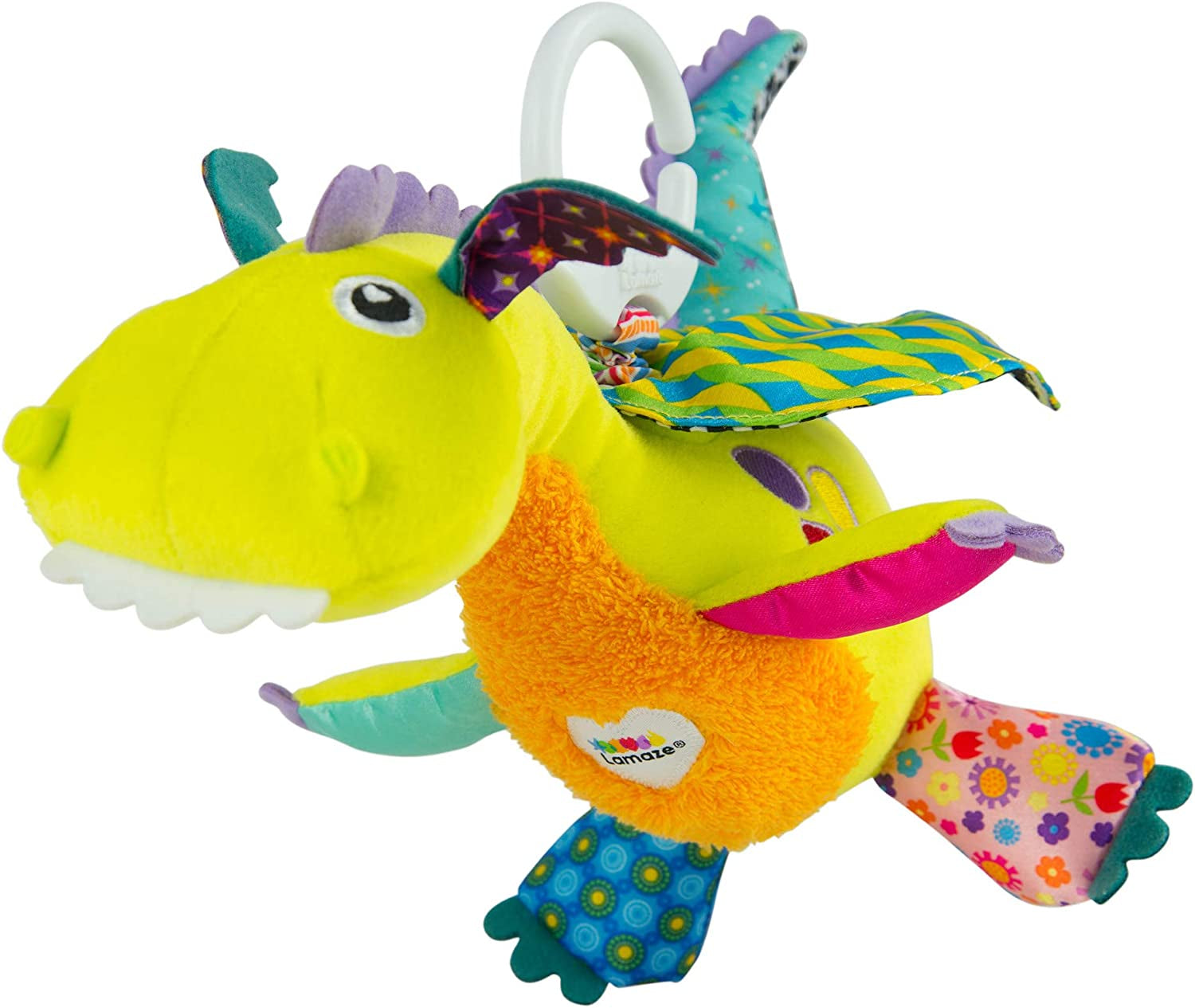 LAMAZE Flip Flap Dragon, Clip on Pram and Pushchair Newborn Baby Toy, Sensory Toy for Babies Boys and Girls from 0 to 6 Months