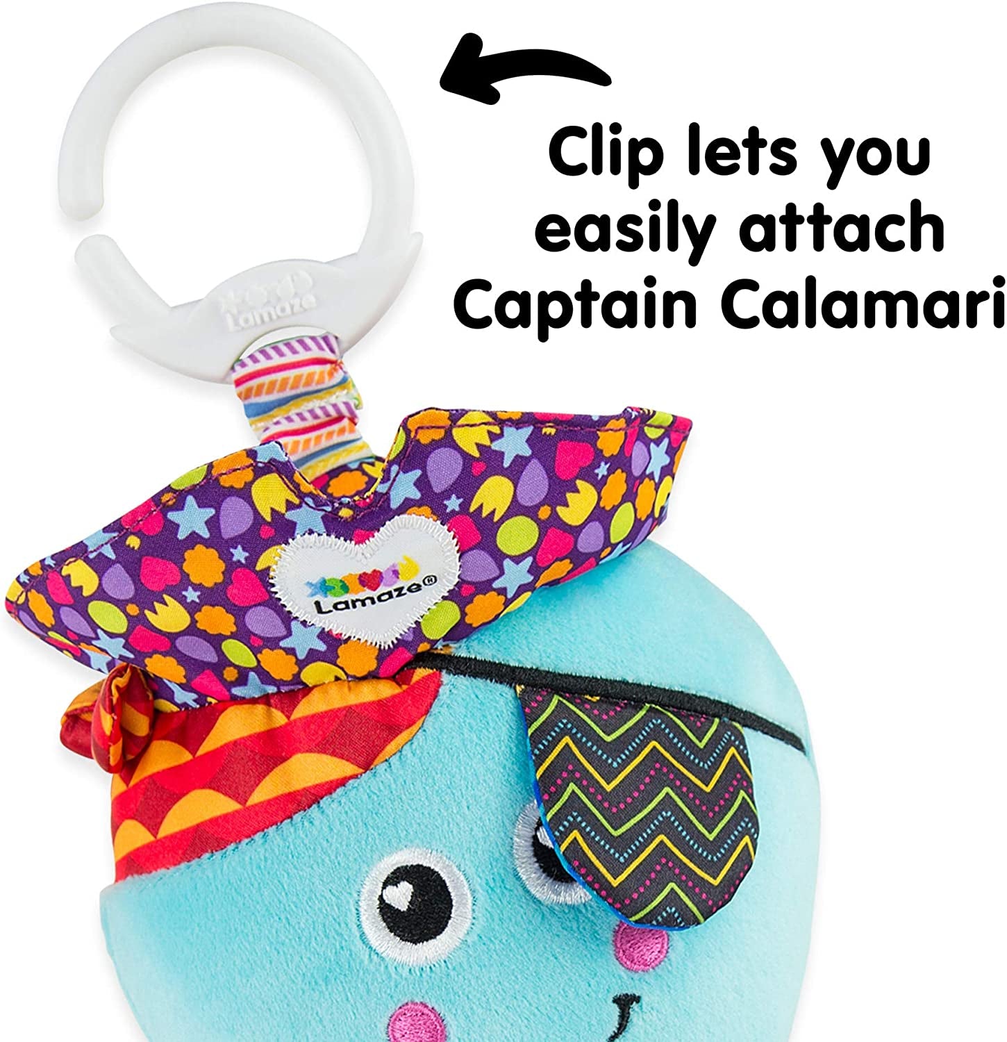 LAMAZE Captain Calamari, Clip on Pram and Pushchair Newborn Baby Toy, Sensory Toy for Babies Boys and Girls from 0 to 6 Months