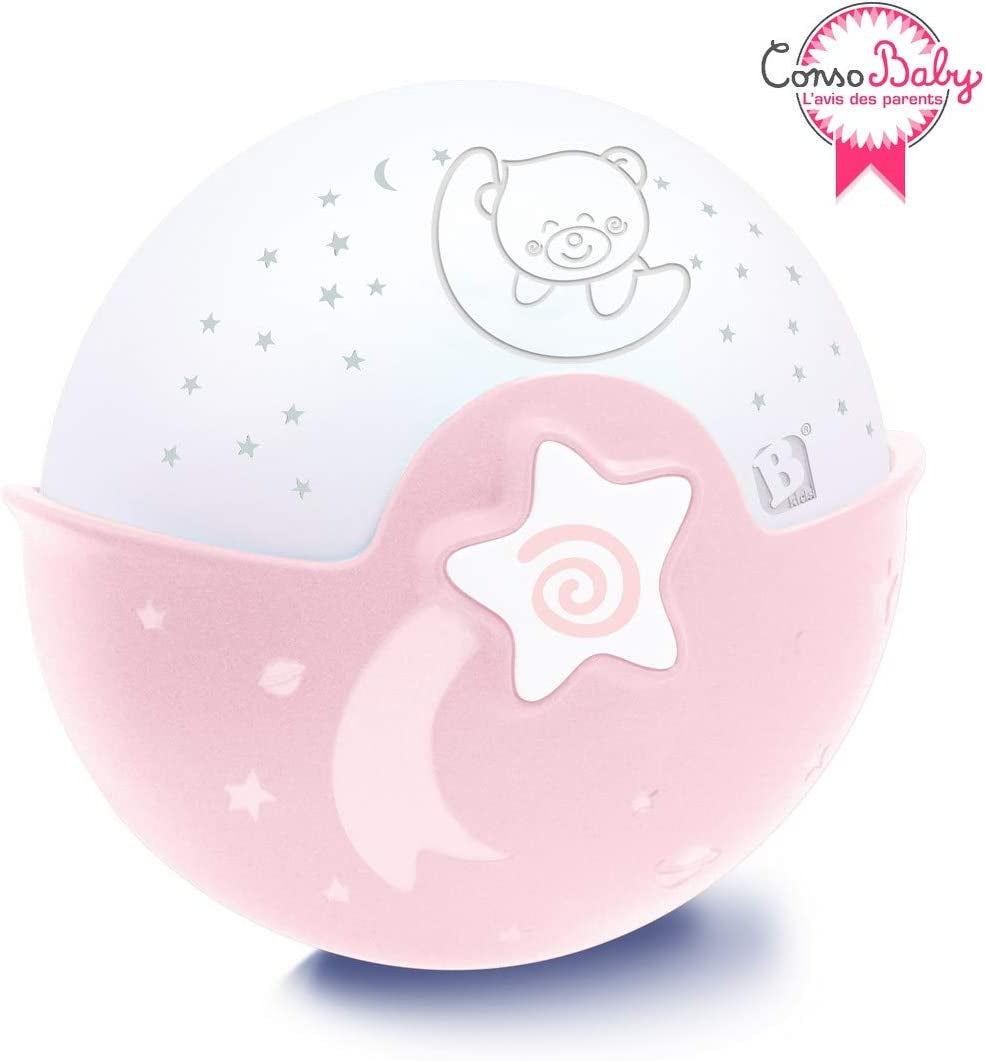 Infantino Soothing Light and Projector - Clip-on crib night light with grow-with-me design, starry night projector and tabletop light with built-in melodies and sound sensors, in pink