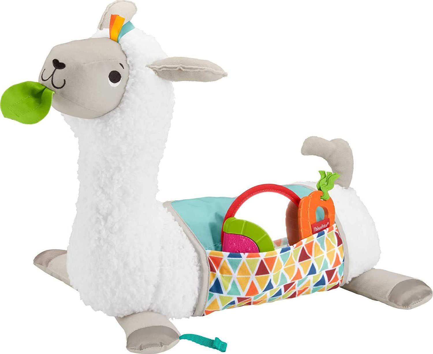 Fisher-Price Grow-with-Me Tummy Time Llama, 4 Ways To Play As Baby Grows, 3 Take-Along Toys, Engages Baby’s Senses Of Sight, Hearing and Touch, GLK39