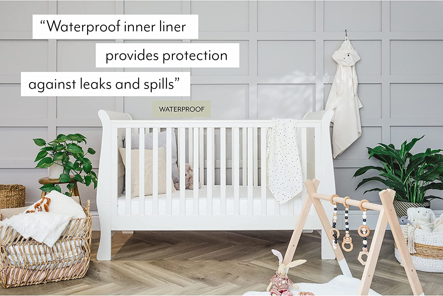 Mother Nurture Waterproof Classic Spring Cot Bed Mattress, White, 140 x 70 x 10cm (with Spare Cover)