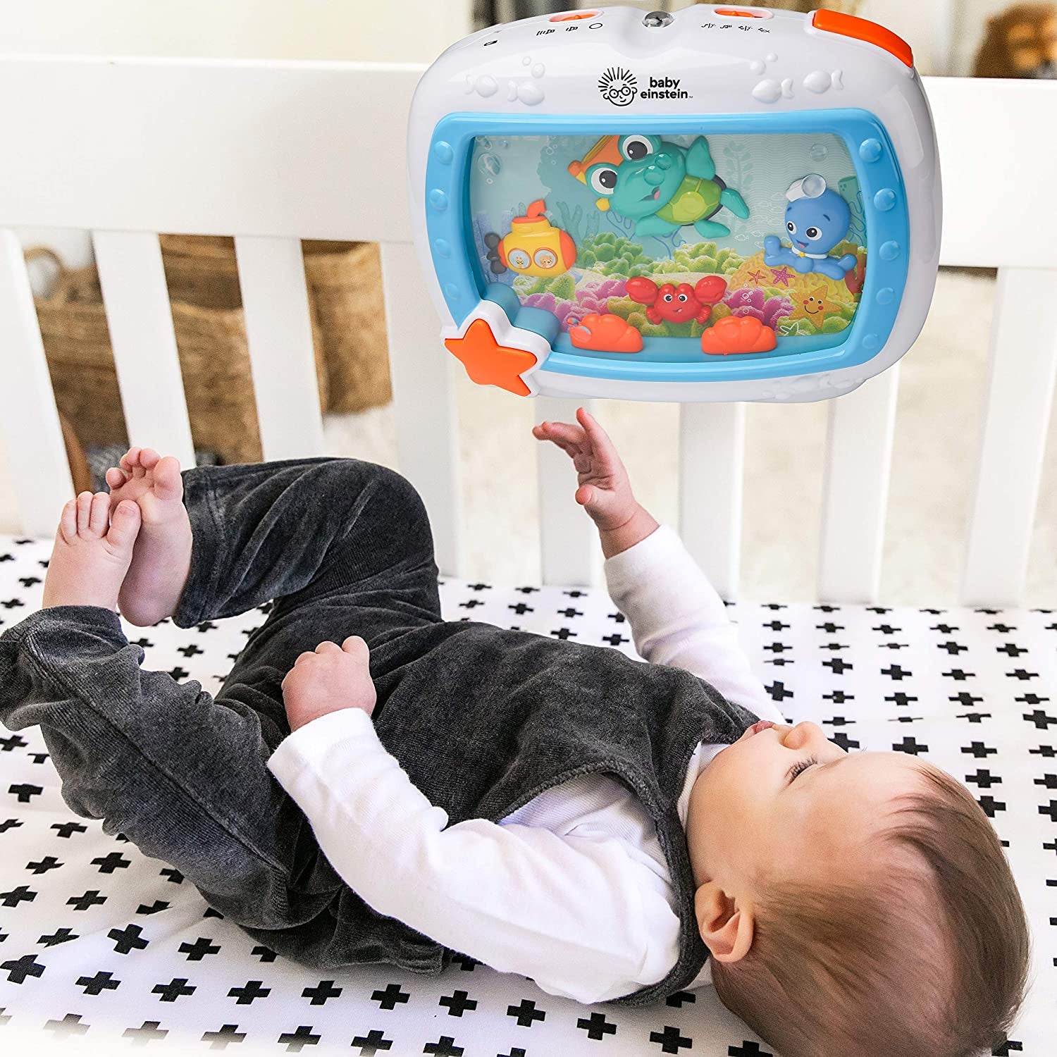 Baby Einstein, Sea Dreams Soother Cot Toy with Remote, Lights and Melodies, Newborns and up Multi