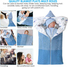 Baby Swaddle Blanket Stroller Wrap,Soft Thick Fleece Warm Blanket Newborn Sleeping Bag for 0-12 Month Boys Girls