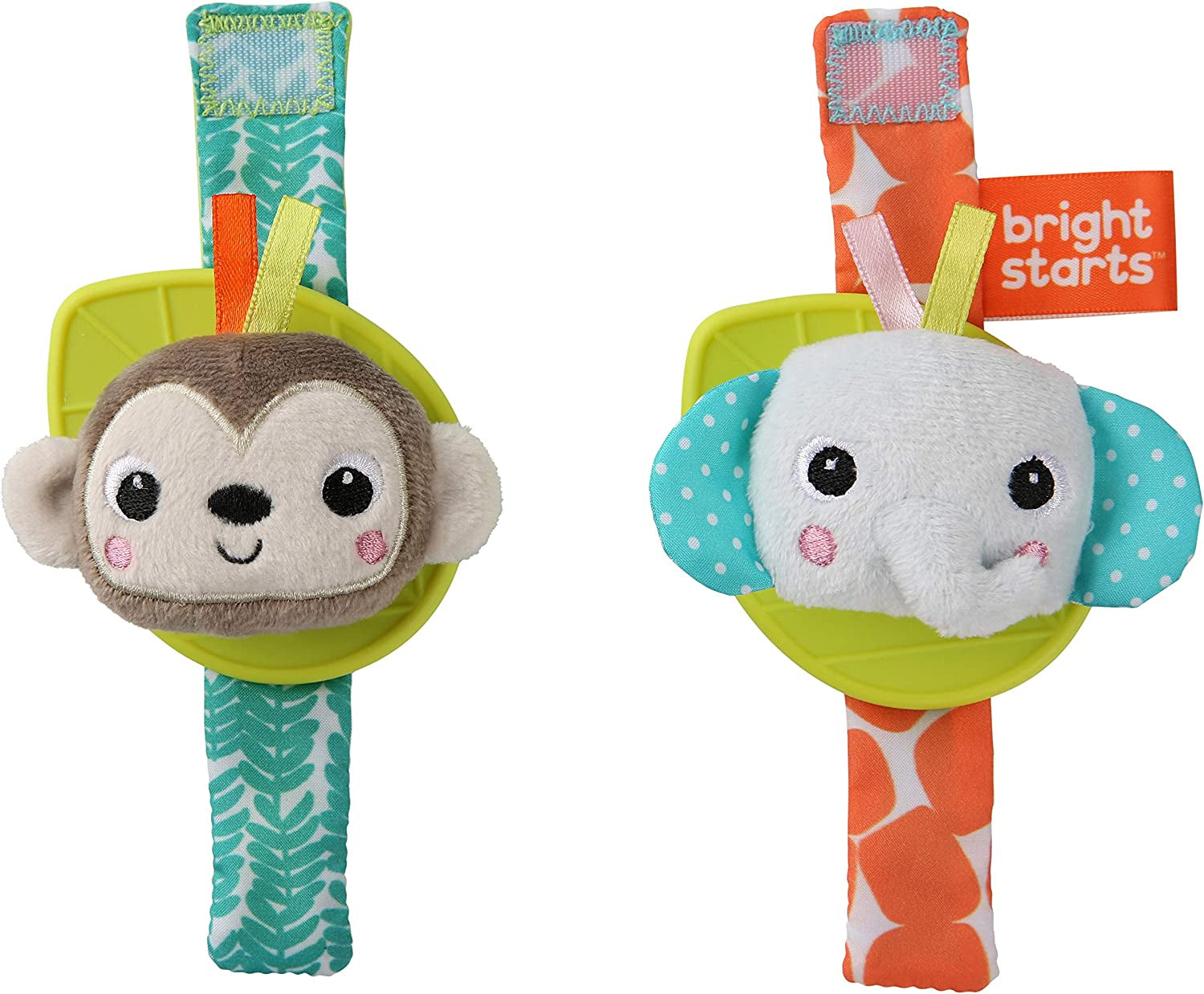 Bright Starts Rattle & Teethe Wrist Pals Toy - Set of Two, Unicorn & Llama