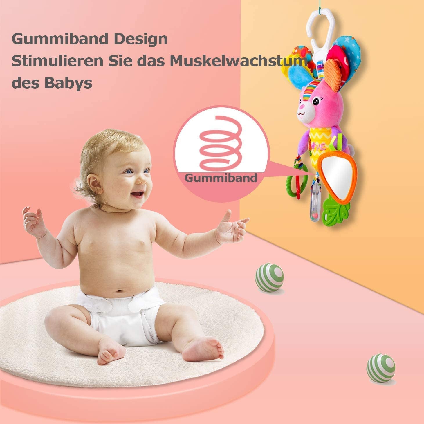 Dreamsdox Cute Animal Soft Baby Rattles Teether Toys, Baby Crib Cot Pram Hanging Rattles Stroller Car Seat Toy (Rabbit)