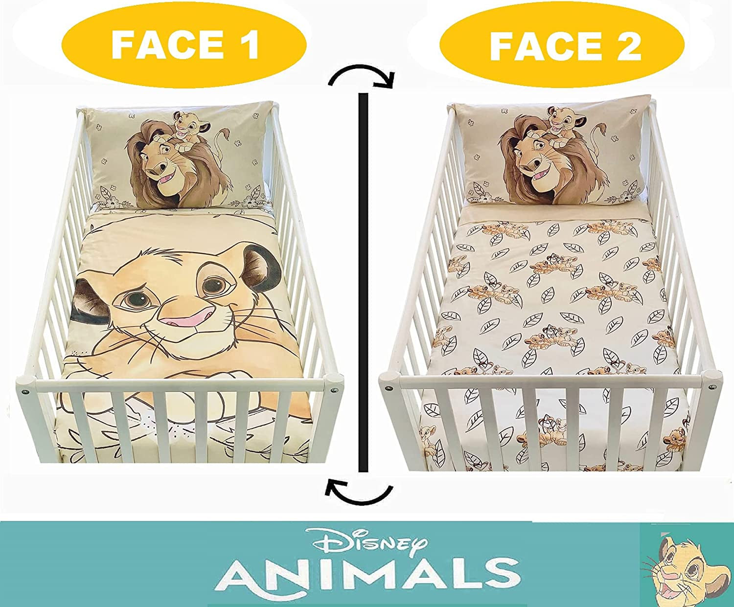 Cot Bed Duvet Cover and Pillowcase Set | The Lion King Bedding Set | Disney Bedding