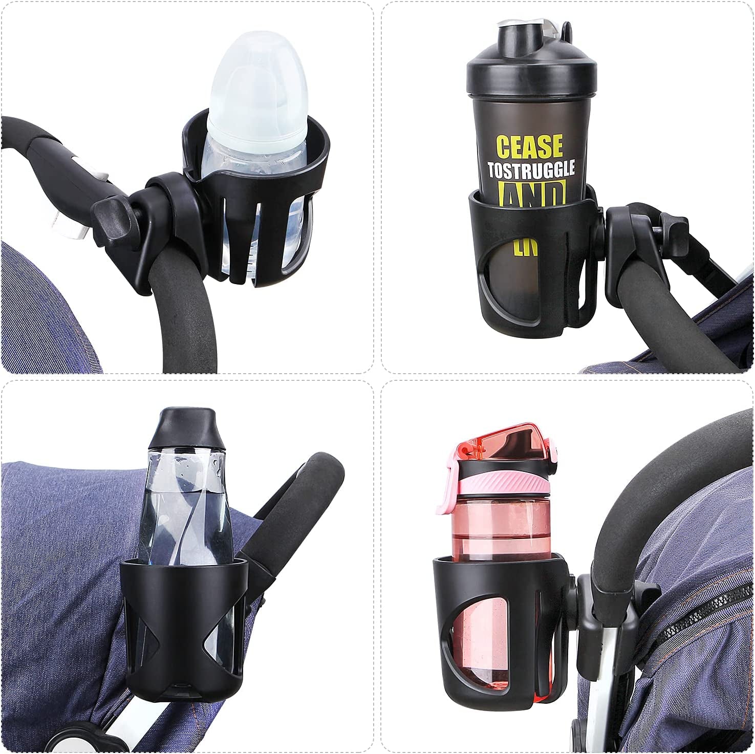 Stroller Cup Holder, Universal Drink Holder for Bikes, Trolleys or Walkers, Fits Most Cups