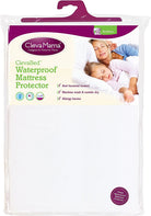 ClevaMama Waterproof Mattress Protector, Cotton Fitted Sheet for Baby Cot Bed - White - 60x120x15 cm