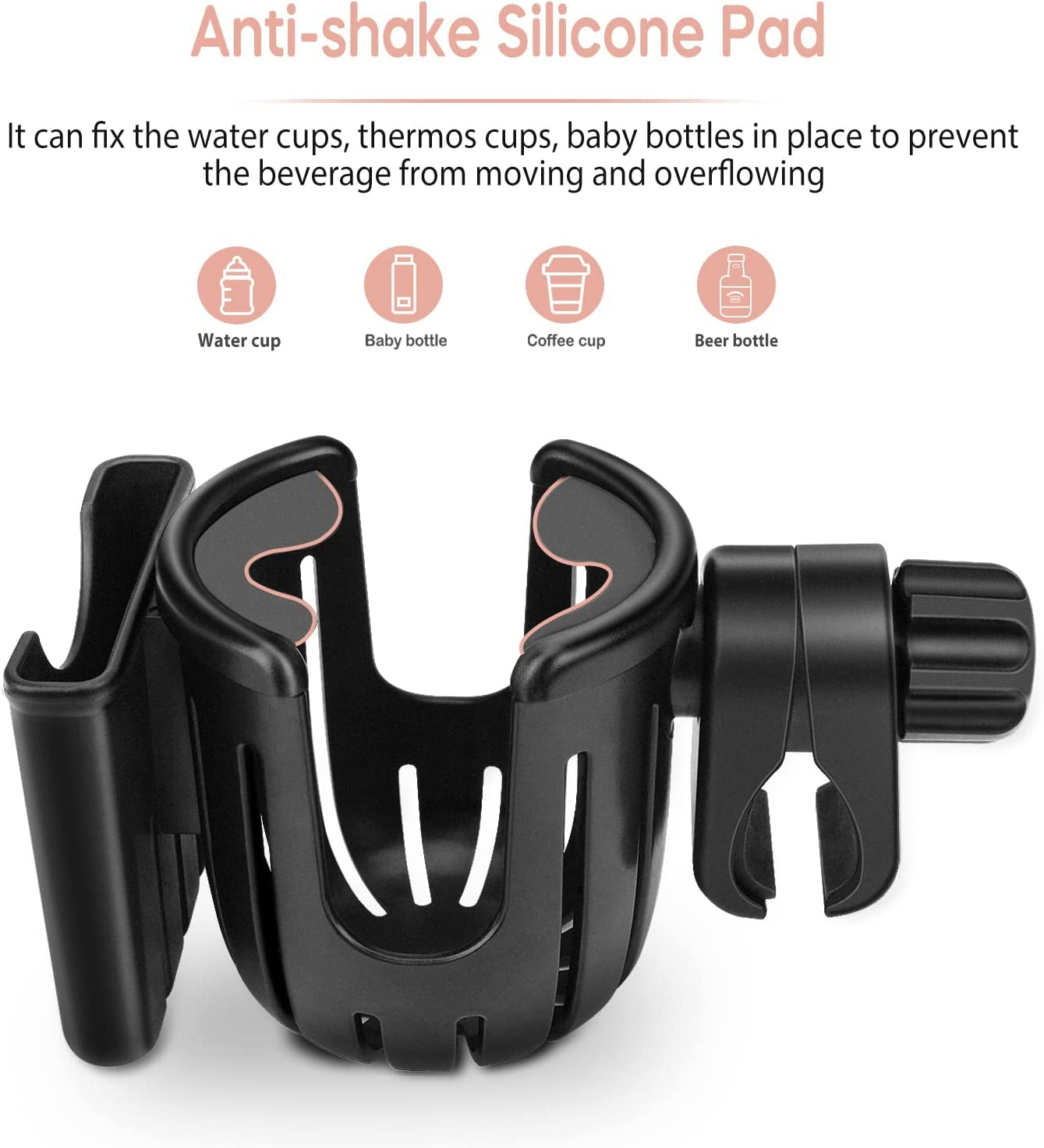 JOYTUTUS Stroller Cup Holder with Phone Holder/Organizer,Universal