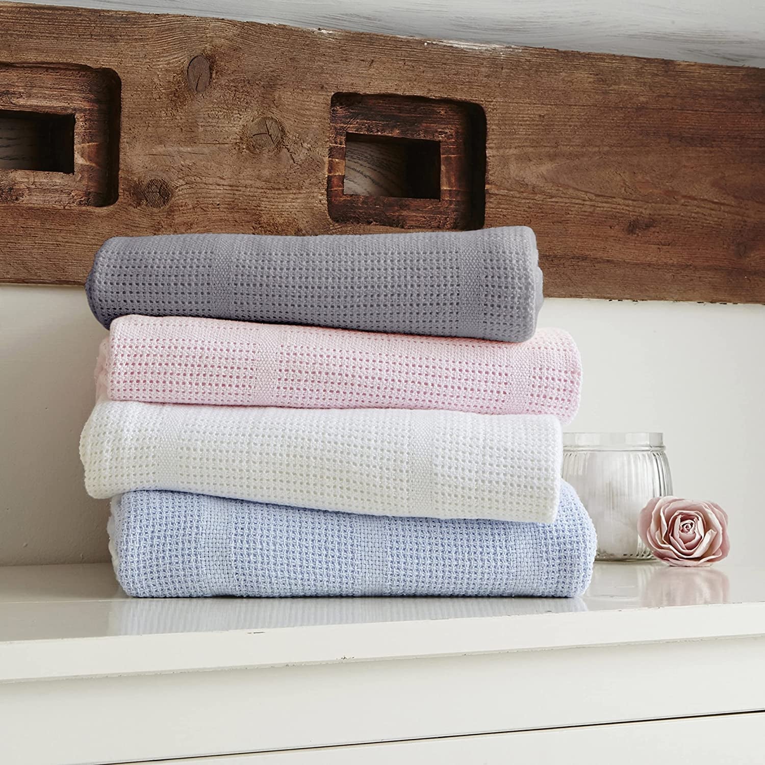 Clair de Lune Cellular Baby Blanket 100% Soft Breathable Cotton, Cot/Cot Bed (100 x 150 cm) Grey