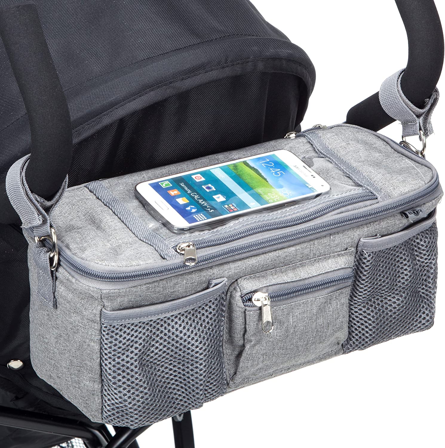 Pram Buggy Organiser Bag With Mobile Phone Pocket